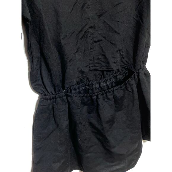 Ann Taylor Black Peplum Open Back Blouse Top Rayon Nylon Womens XXS Petite NWT - Picture 4 of 8